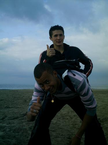mathieu et bib sur la plage